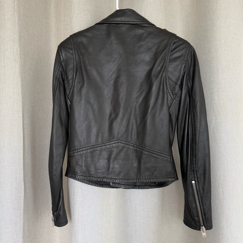 IRO Leather Black Moto Long Sleeve Jacket IT34 US XS (0-2) - Picture 3 of 13